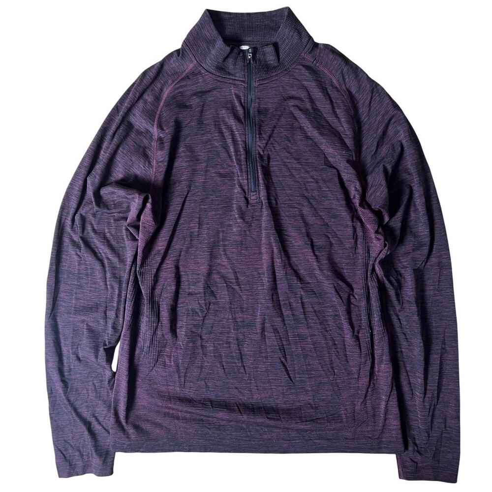 Lululemon Mens L Purple Pullover Mock Neck 1/4 Zip Knit Zipper Lightweight